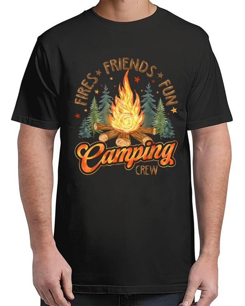 Fires Friends Fun Camping Crew Summer Camp Campfire Vacation Adult S-4XL Unisex T-Shirt