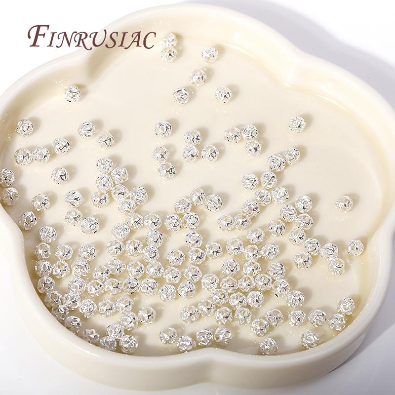 High Quality DIY Jewelry Accessories 4/5/6/8MM Brass Round Hollow Spacer Beads 18K Gold Plated Separator Beads Bracelet Beads