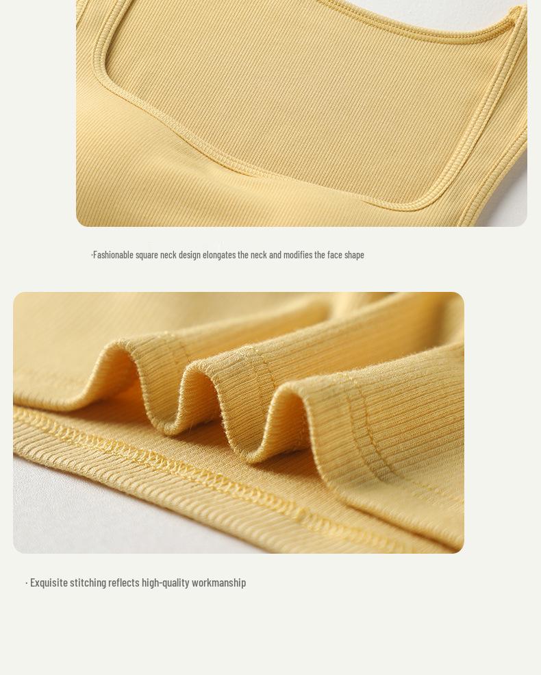 Women's Summer Sling Tank Top with Integrated Padded Bra, Thin Style, Anti-Auxiliary Breast Bandeau.