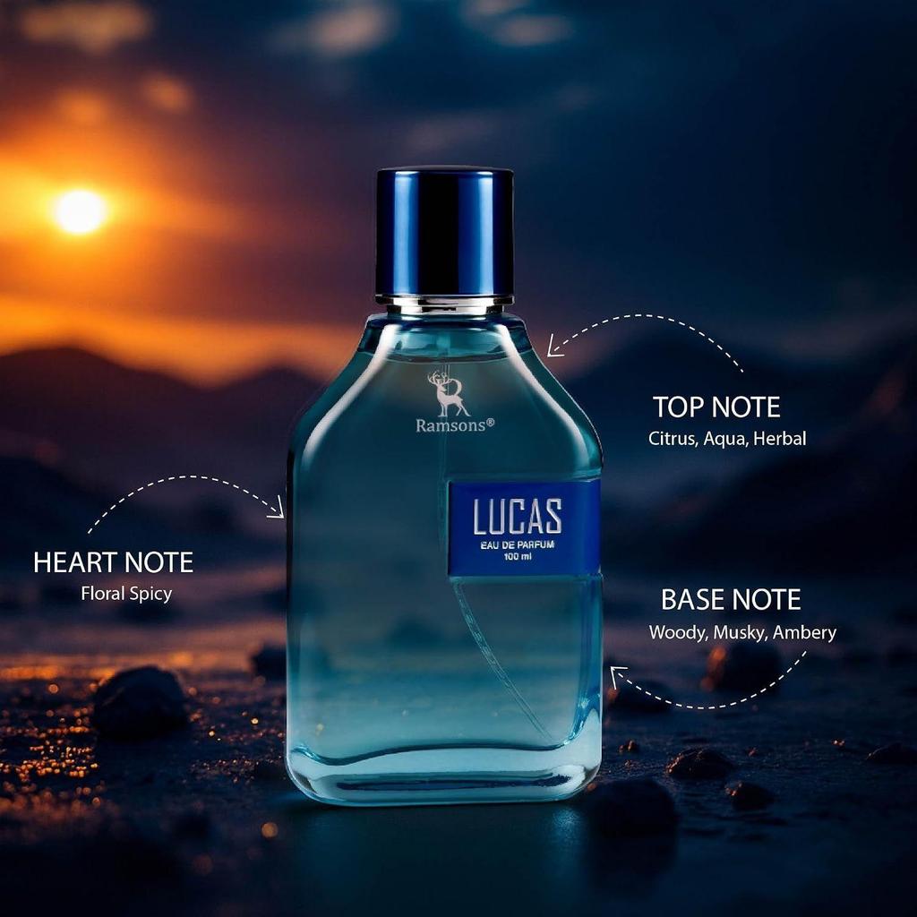 Ramsons Lucas Perfume Spray for Men - 100ml | TN - Cirtus, Aqua, Herbal, Pine & Green |