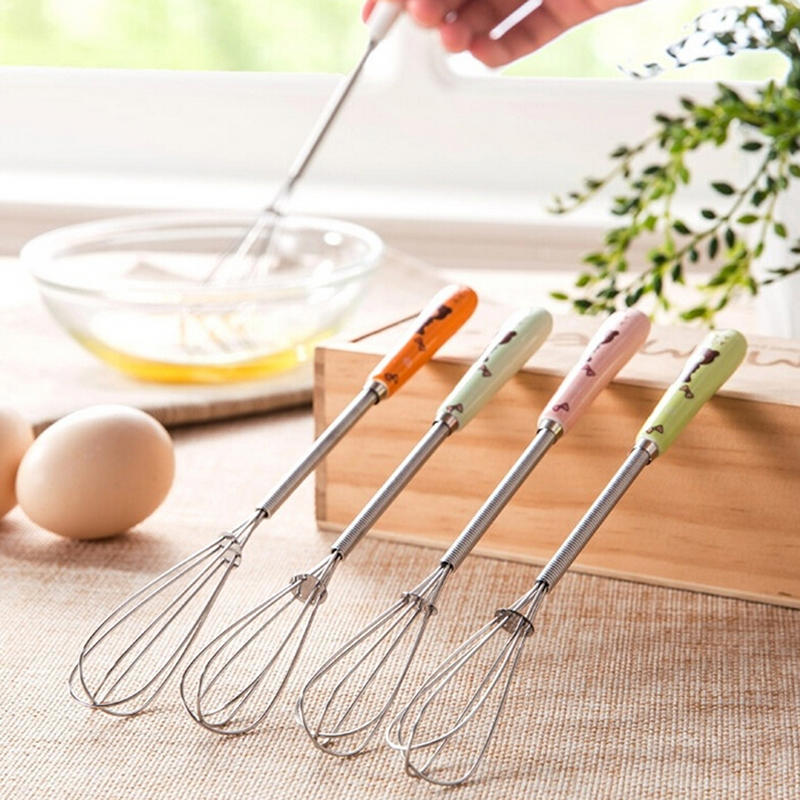 Chic New Handle Whisk Stainless Steel Kitchen Mixer Spherical Wire Egg Beater