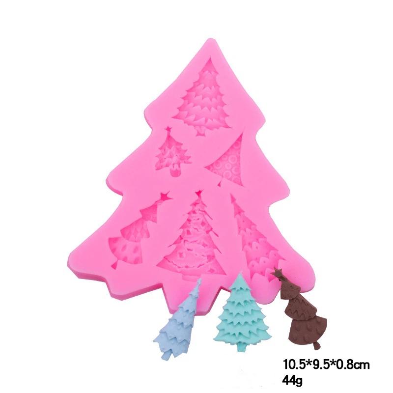 Creative Christmas Tree Santa Silicone Sugar Mold DIY Cake Decoration Baking Mold Christmas Gypsum Ornament Santa Claus Mold