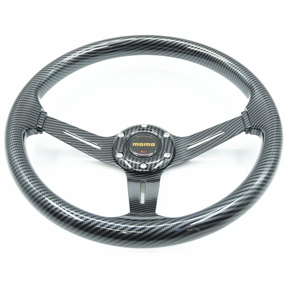 

14-дюймовый руль из красного дерева ABS Carbon Grain для модификации автомобиля - глубоко вогнутый круглый руль Drift - 350 мм