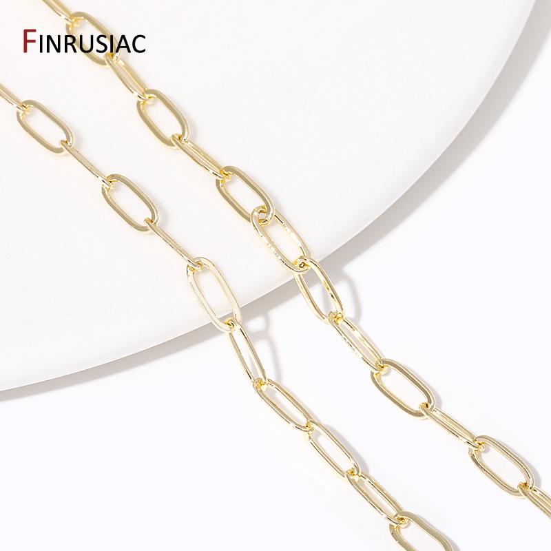 14K Gold Plated Paperclip Link Chain Oval Link Cable Bulk For DIY Jewelry Making Findings Necklace Bracelet Crafts Components