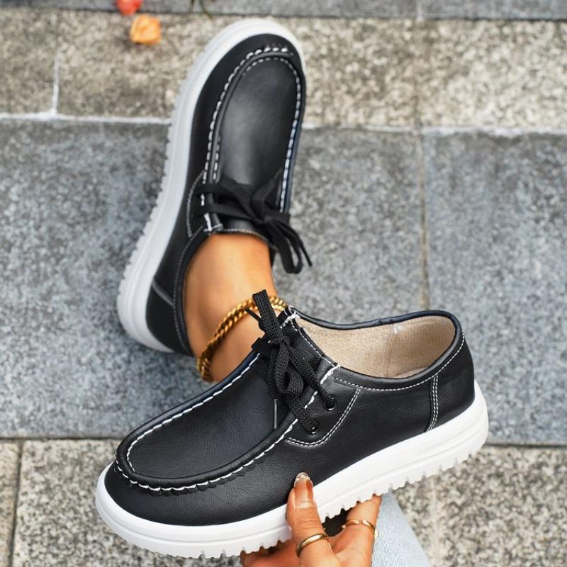 Damskor Plusstorlek EU-storlek Läder Loafers Höst Nya Platta Mångsidiga Brittisk Stil Läderskor