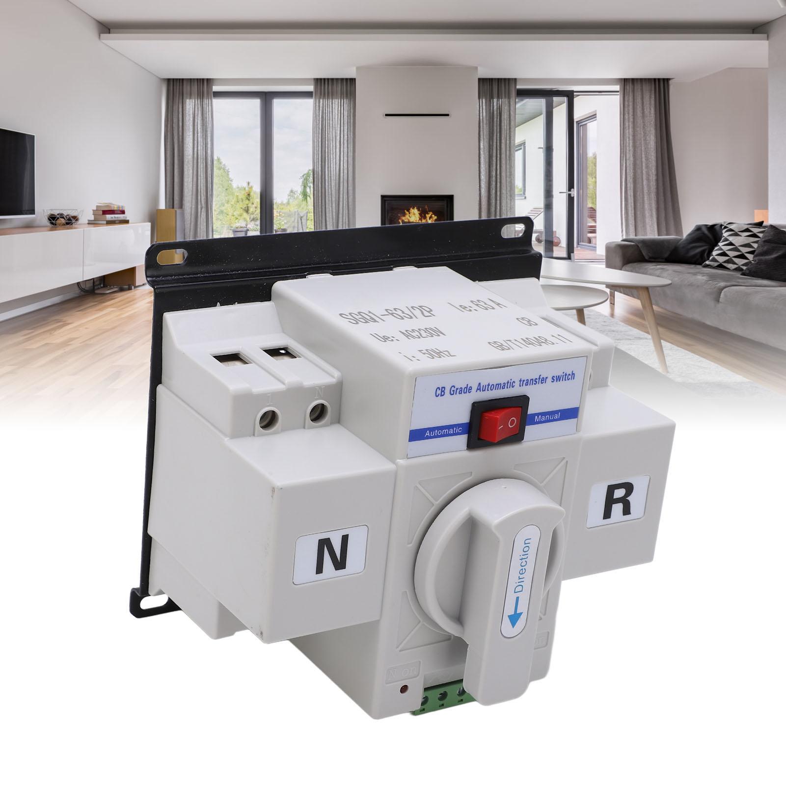 

Автоматичний перемикач подвійного живлення 2P Автоматичний перемикач для домашньої промисловості 63A білий