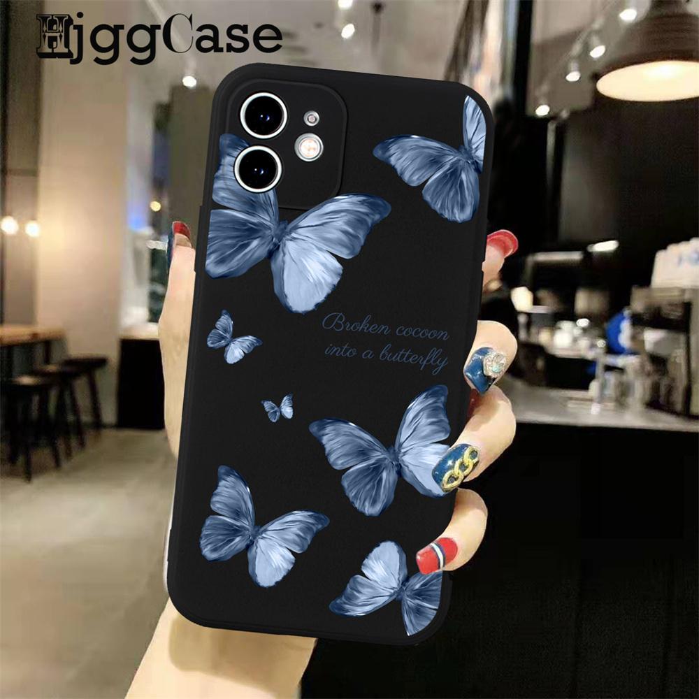 

colorful Retro Butterfly Phone Case For iPhone 16 Pro Max 15 14 Plus 13 12 11 Pro Max XR X XS TPU Soft silicone black back Cover For iPhone 16 Pro Max&Silicon