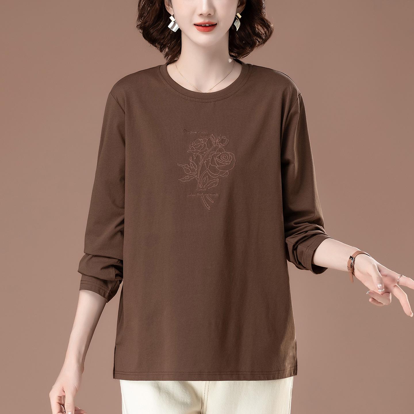 

Рубашка с вышивкой больших размеров с длинным рукавом для мам - Стройнящая и универсальная для весны и осени Extra Large