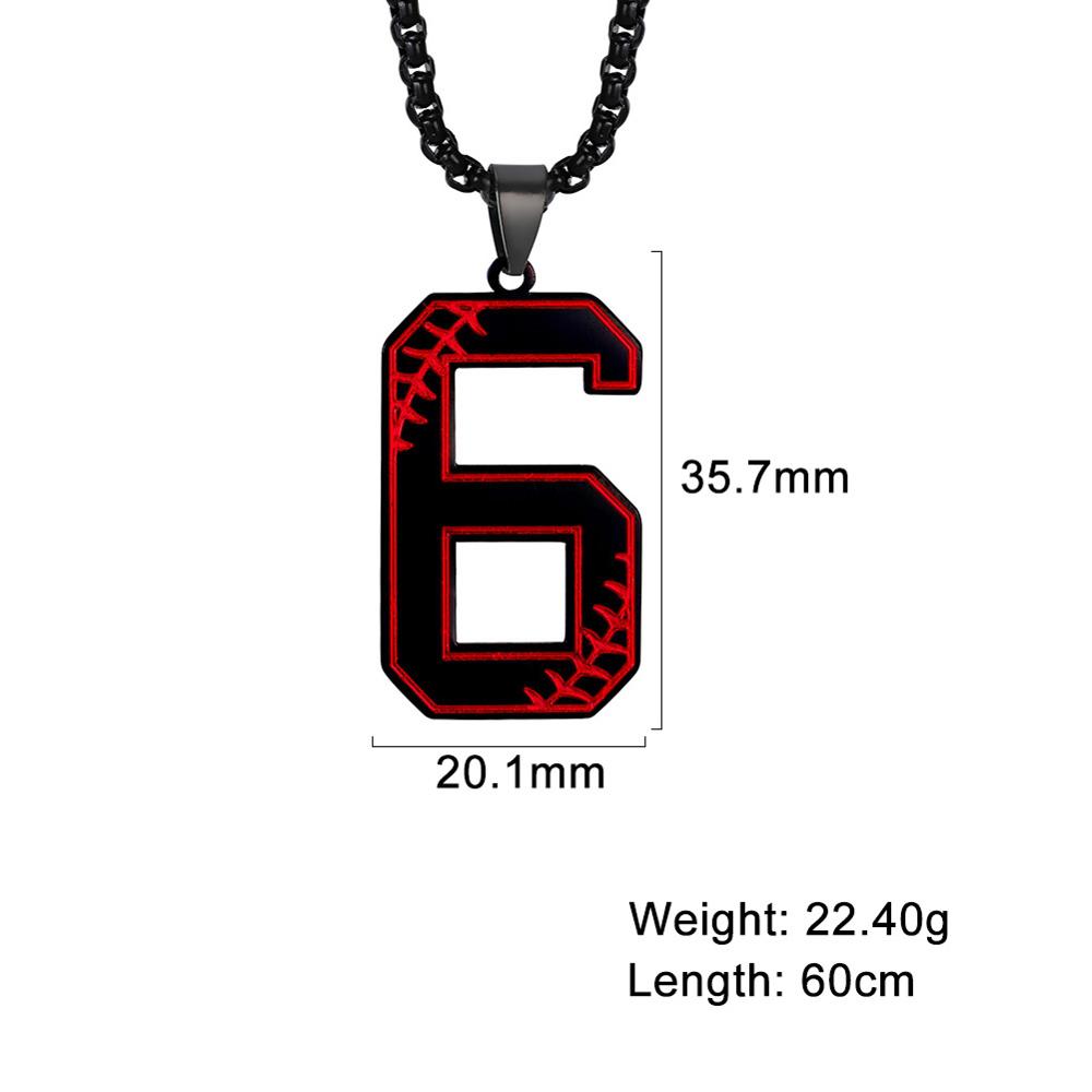My Shape 0-9 Number Pendant Necklace for Men Boy Sport Basketball Figure Baseball Pattern Stainless Steel Necklaces Punk Jewelry