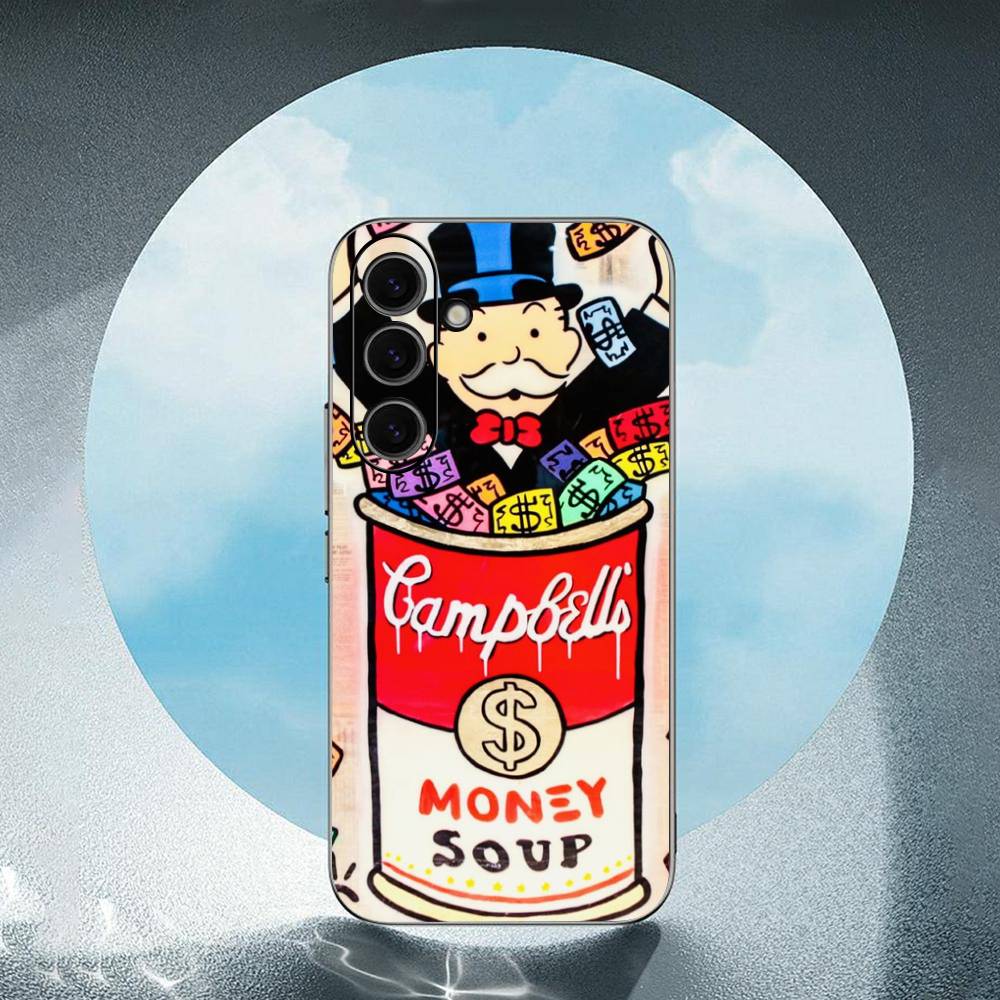 Cartoon Dollar Monopoly Luxury Black Phone Case For Samsung Galaxy S23 S24 S25 Ultra S22 Plus S21