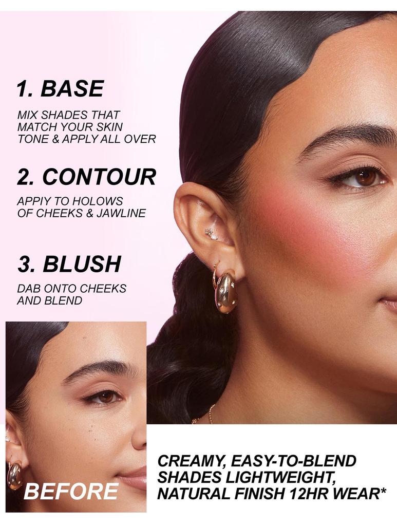12-Color Blush & Contour Palette: Handaiyan All-in-One Matte & Cream Highlight with Iron Box
