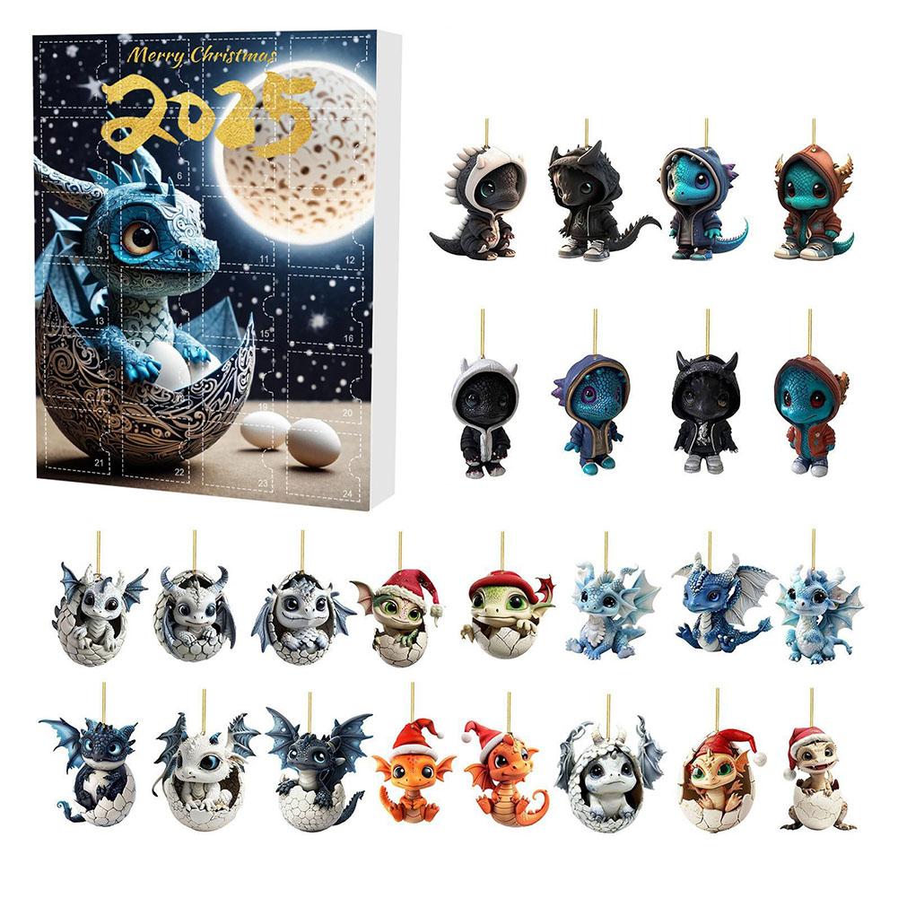 Christmas Advent Calendar 24 Days Toys Gift Box Dragon Ornament Calendar Christmas Tree Car Decoration Dragon Ornaments 2025