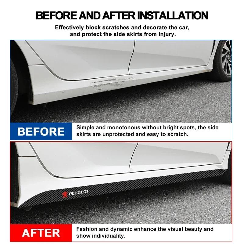 2 stuks Koolstofvezel Auto Deur Zijskirt Drempel Strip Sticker Decals Styling Voor Peugeot 206 307 308 3008 207 208 407 508 2008 5008 107