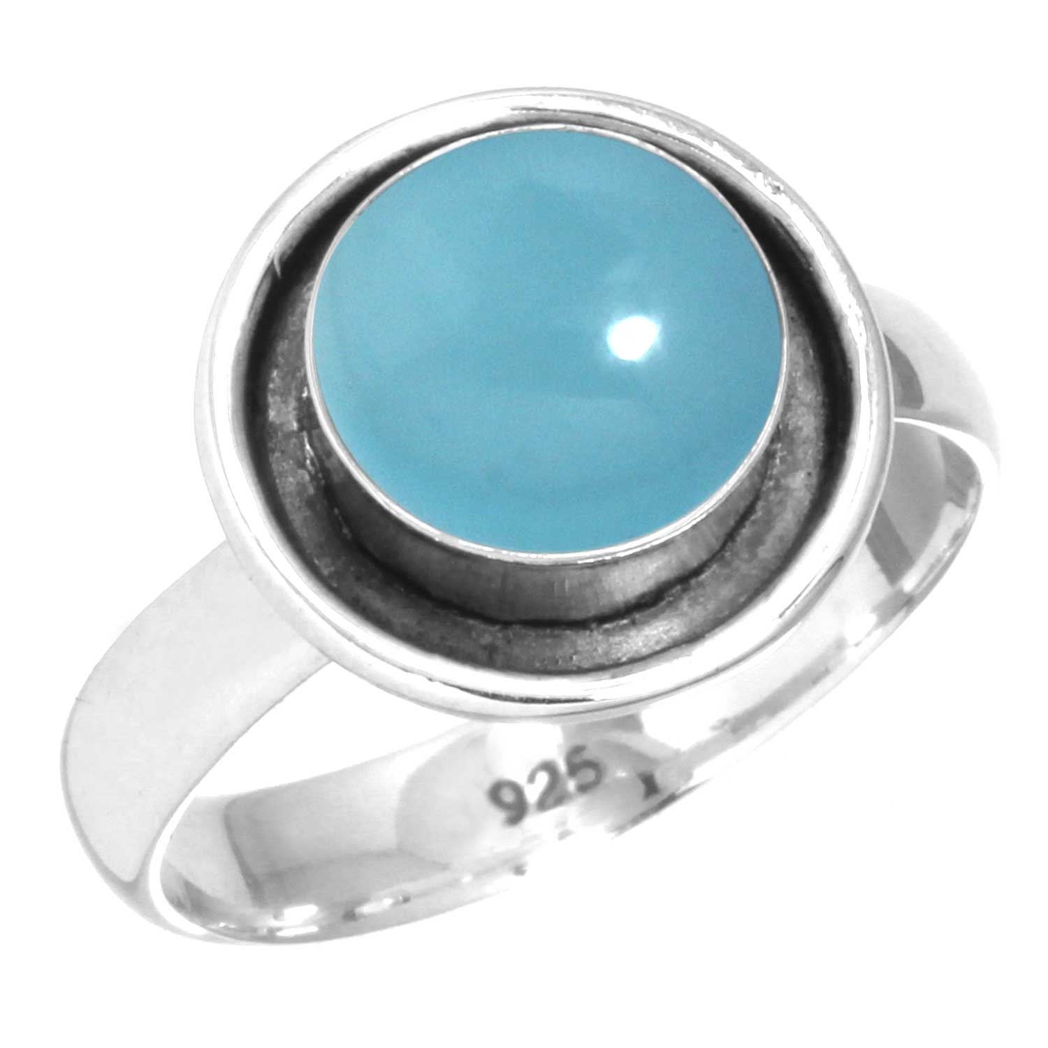 

Кільце зі срібла 925 проби Жіноче з дорогоцінним камінням Ручна робота Ювелірні вироби Подарунок на День матері Аквамариновий Халцедон Раковина Абалон Блакитний Сонячний камінь Лабрадорит Преніт 8.5