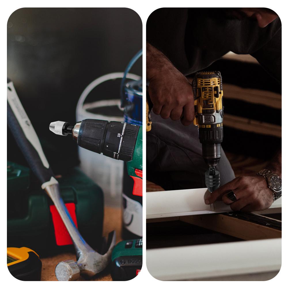 Shaft Adapter Converter Impact Drills Bits Keyless Drill Chuck Round Shank 1/4" Hex Shank 0.3mm-8mm