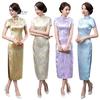 Traditional Chinese Women Long Cheongsam Bridesmaid Short Sleeve Evening Dress