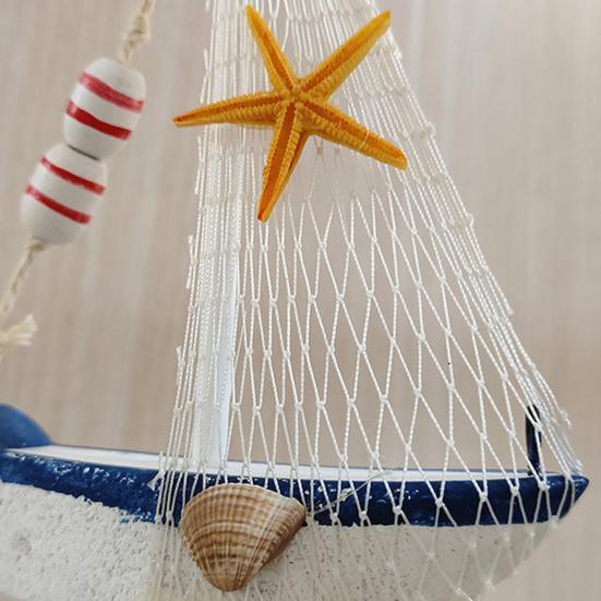 Blaues Segelboot Hängende Windspiel für Draußen Handgefertigtes Nautisches Windspiel für Außen Veranda Terrasse Garten Fenster Dekor