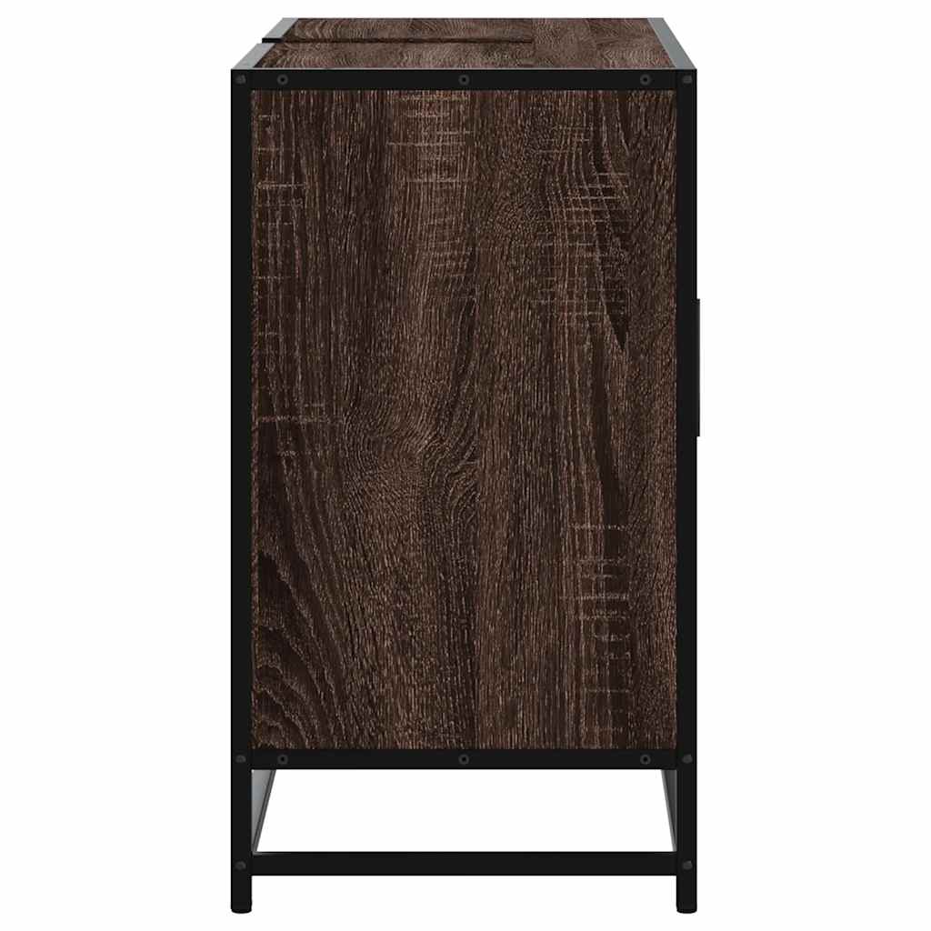 Bathroom Vanity Cabinet Brown Oak Effect 80 X 33 X 60 Cm