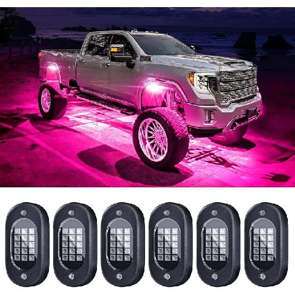 LED Rock Lights For UTV 4 Pods,RGB Rocklights With App & Remote Control, Underglow Rock Light Kit For ATV Golf Cart UTV RZR Trucks