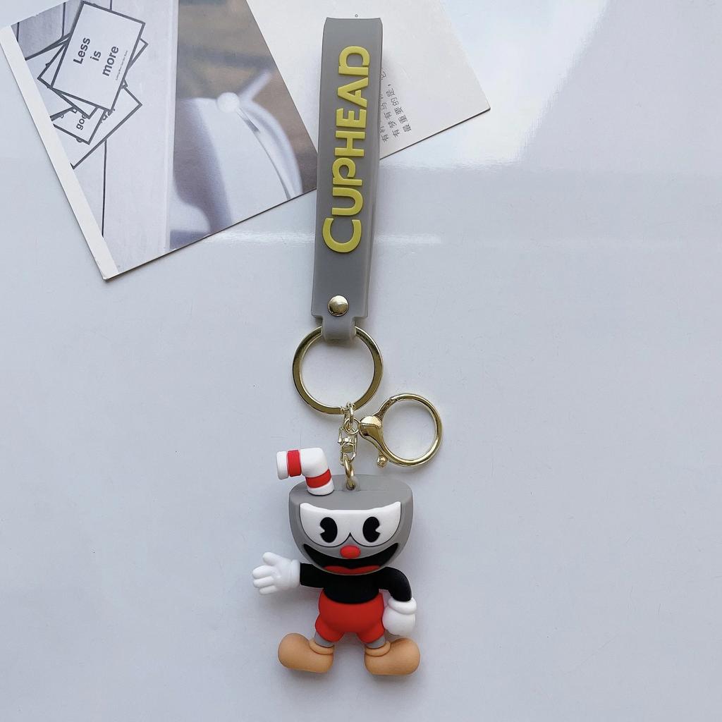 Portachiavi Cuphead Anime Cartone Animato Figure Mugman Bambola Uomo Toilette Skibidi Portachiavi Ciondolo Portachiavi Auto Giocattoli per Bambini Regali di Natale