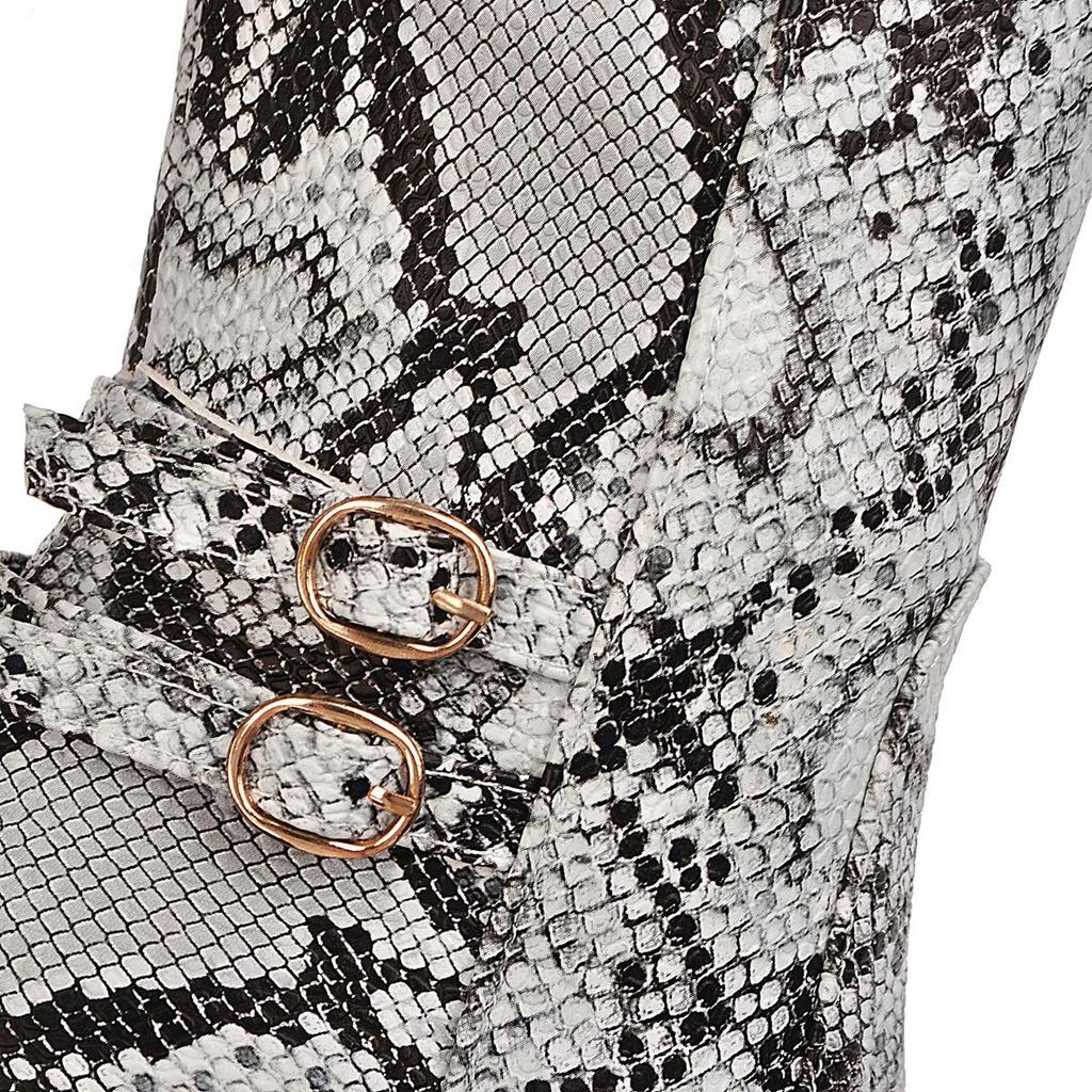 Q/Dámské kozačky na vysokém podpatku Sexy vzor hadí kůže Dámské kozačky na silném podpatku Podzim a zima Nové velké kozačky