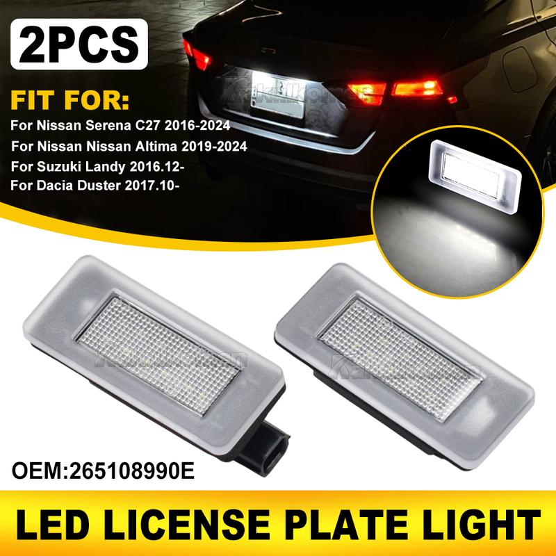 2Pcs Canbus LED License Number Plate Light Lamp For Nissan Serena C27 Altima Suzuki Landy Dacia Duster 265108990E