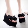 Women Slippers Outdoor New 11cm Super High Heel Beach Flip Flops Women Sandals Cute Fashion Bow Outer Wear Platform Slippers