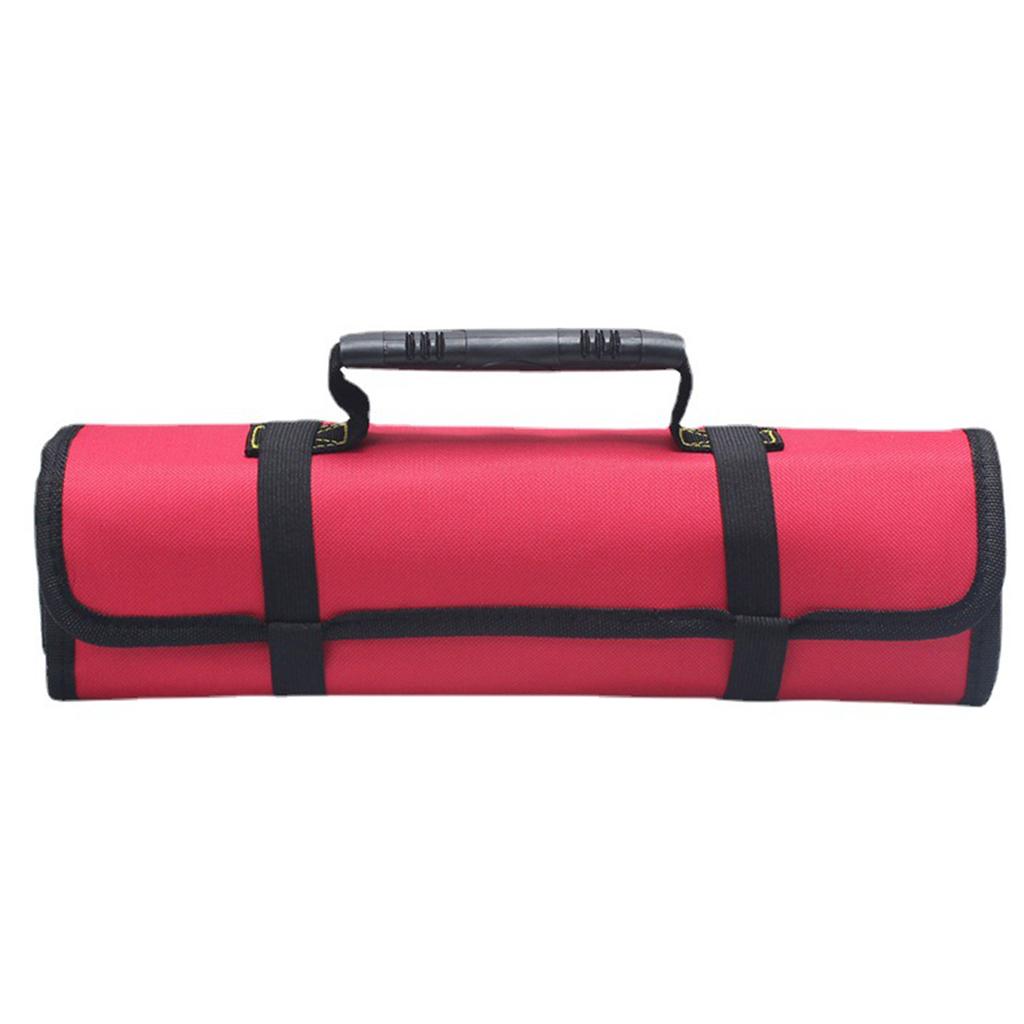 Roll Up Tool Bag Oxford Cloth Multi Pocket Thickened Handle Zipper Tool Bag For Electrician Blue