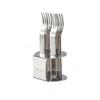 High Appearance Stainless Steel Fruit Fork Set with Stand Reusable Dessert Fork Three Toothed Portable Cake Fork Cake