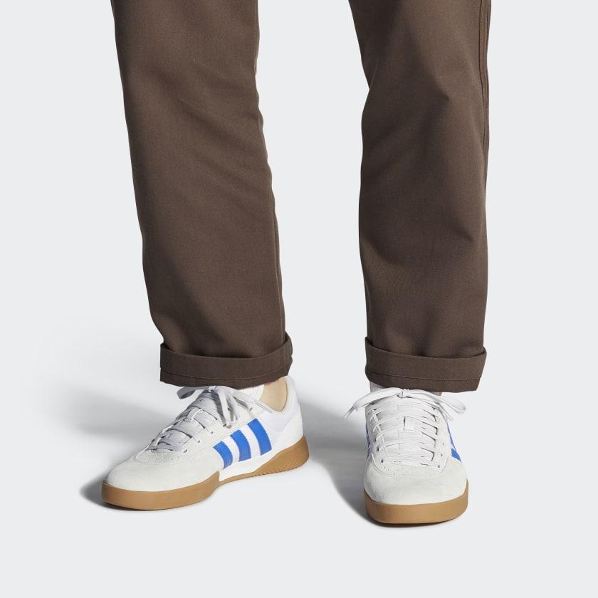 Adidas Originals City Cup Split Suede Casual Abrasion Resistant Low top Skateboard Shoes Men's White Blue EE6157