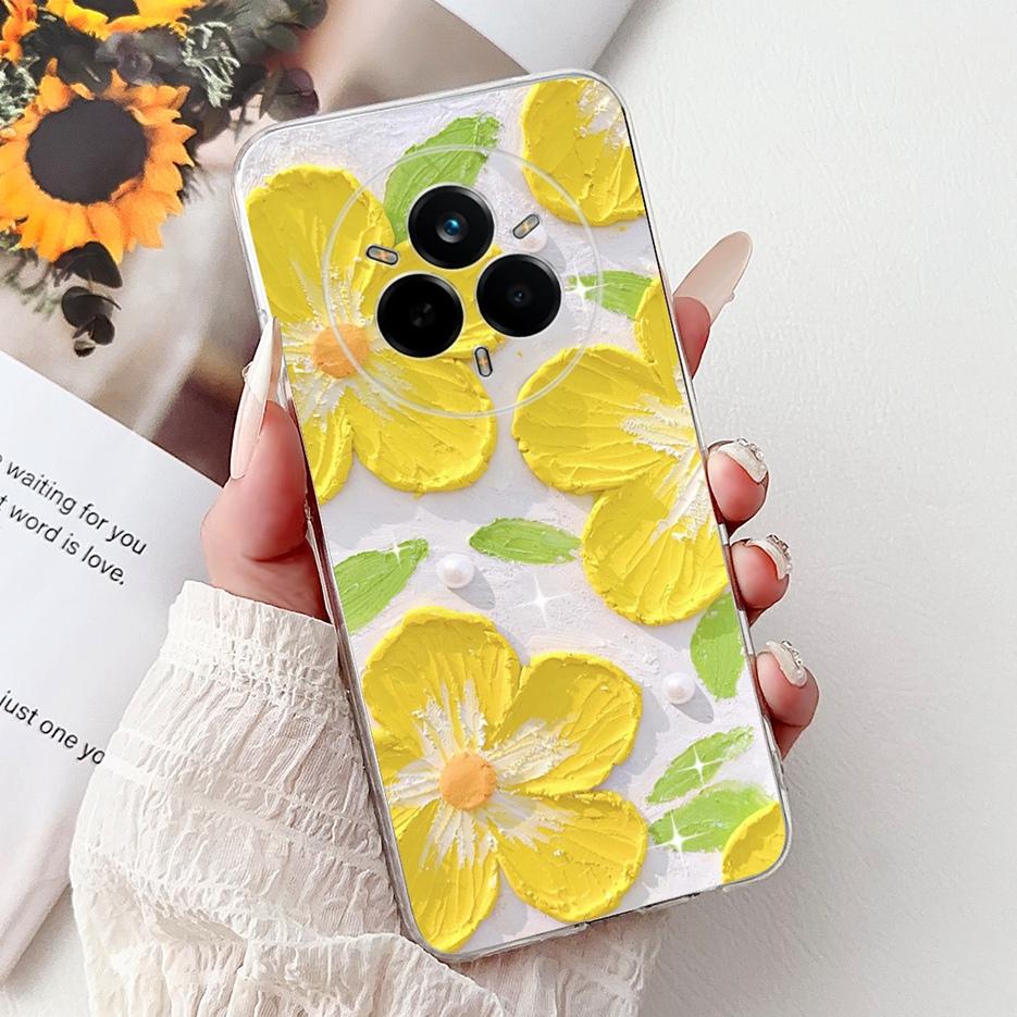 For Realme 14 Pro Plus Case RMX5051 Beautiful Flowers Painted Cover Soft Silicone Case For Realme 14 Pro Realme14 Pro+ 5G Fundas