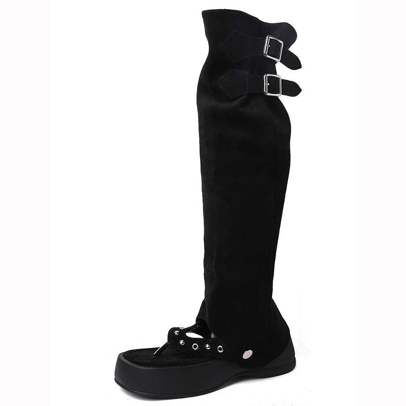 Roman Summer Clip Toe Sandals Fashion Trend Platform Flats Trouser Legs Boots Casual Dress Street Style Shoes