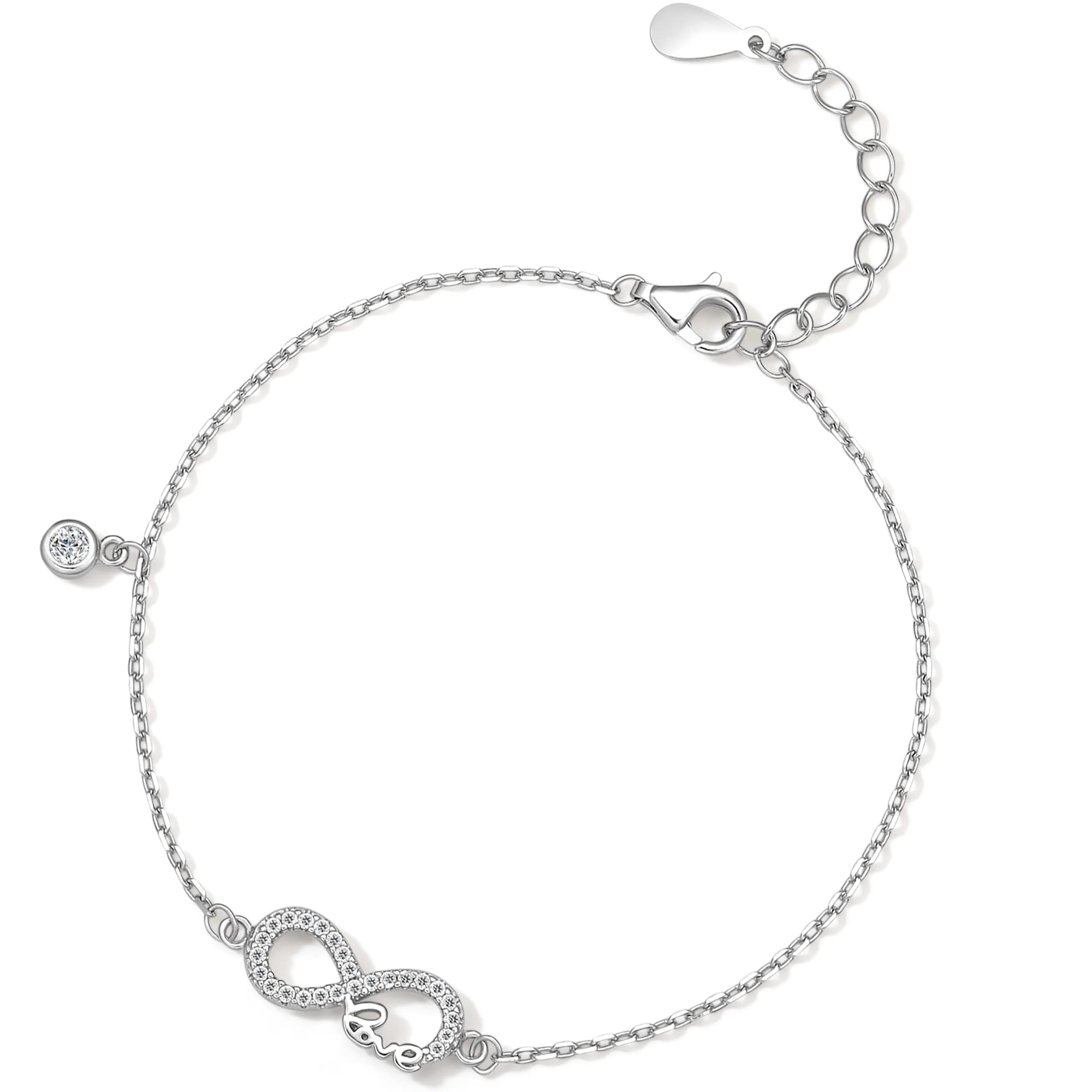 

Bracelet for infinity silver highest quality 925 sterling gift wrapping women, bangle, 925, popular, infinity, simple, crystal, zirconia, sparkling,