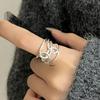 PANJBJ 925 Sterling Silver Geometry Line Ring for Women Hollow Out Punk Wide Design Fashion Jewelry Gift Dropshipping