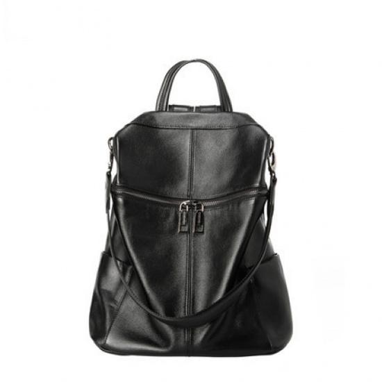 

Genuine Leather Women s Bag 2025 New European and American Genuine Leather Backpack Large Capacity School Bag Black-Small Size