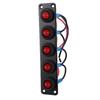 5 Gang Rocker Switch Panel 20A Red Circular On Off Switch Water Proof Aluminum Alloy Panel for Car Boat RV Truck Trailer