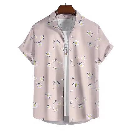 Simple Men's Shirt 3D Floral Print Hawaiian Shirt Men's Daily Casual Short Sleeve Shirt Loose Plus