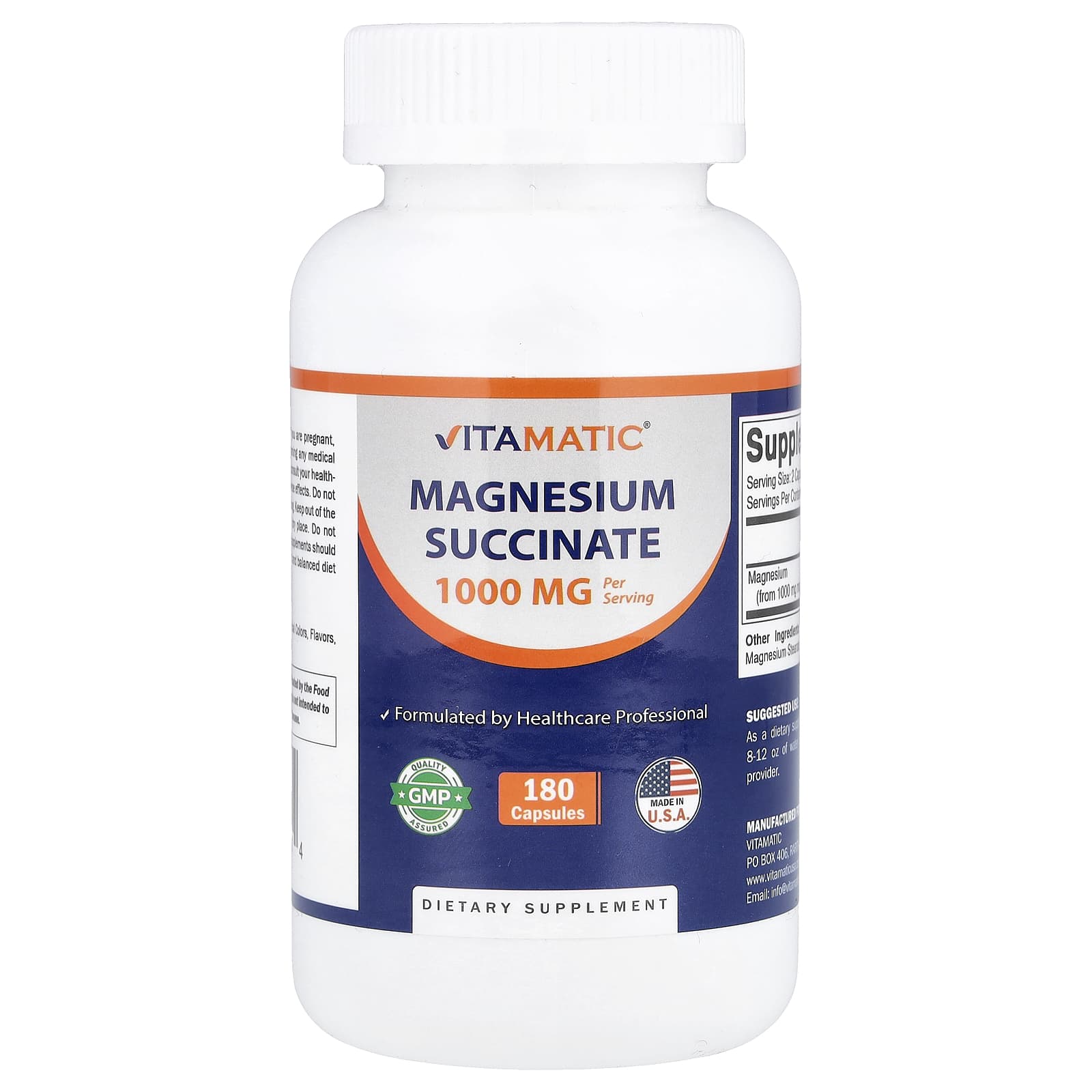 

Vitamatic, Magnesium Succinate, 180 Capsules (500mg per capsule)