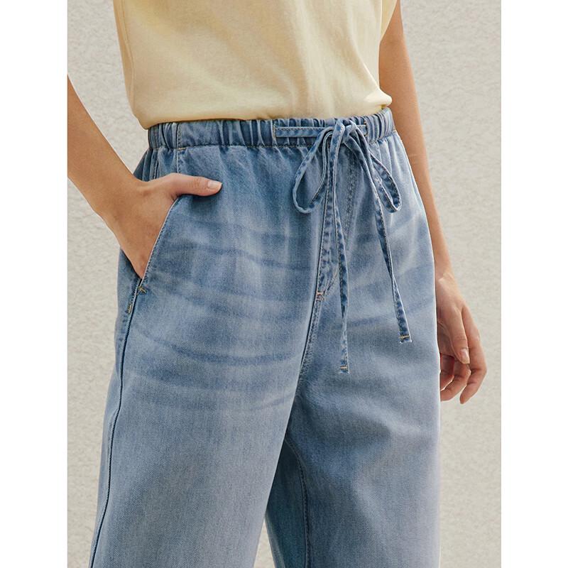 INMAN Cool Tencel Wide-Leg Drawstring Jeans