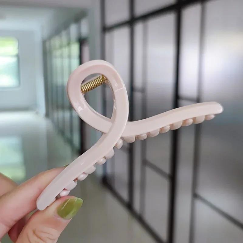 Korean Simple Solid Color Hair Claw For Women Crab Clip Fashion Acrylic Cross Big Hairpins Girls Accessories