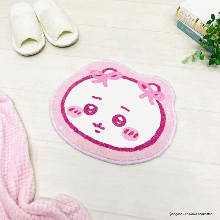 MORIPiLO Chiikawa Entrance Mat - Indoor, Small, Cute, Approx. 40cm (Ribbon Pink) - 31 x 37 cm