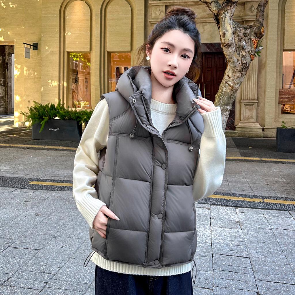 Puff Hooded Down Cotton Clothing Vest Women's Winter New Large Size Women's Loose Vest Jacket