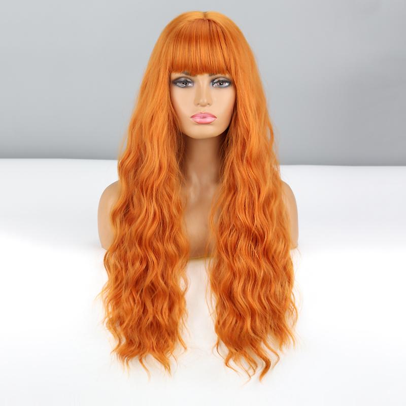 

LISI HAIR Женский длинный парик с глубокими волнами и челкой Синтетическое волокно Коричневый со светло-русыми бликами Цвет Повседневная одежда Натуральный волнистый парик