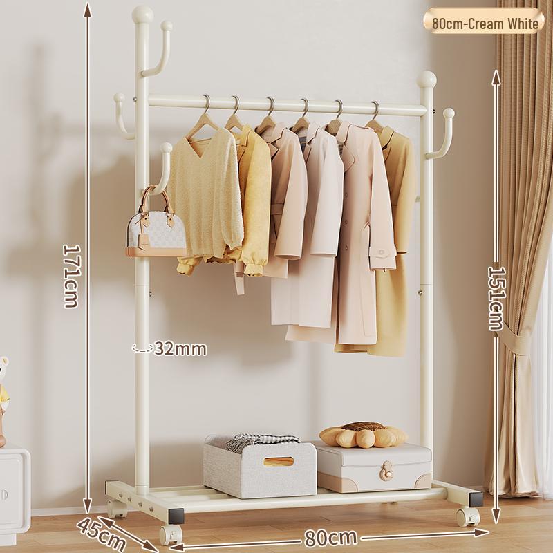 Mobile Floor-Standing Clothes Rack for Bedroom, Balcony, and Dorm – Indoor Hanging and Drying Solution.