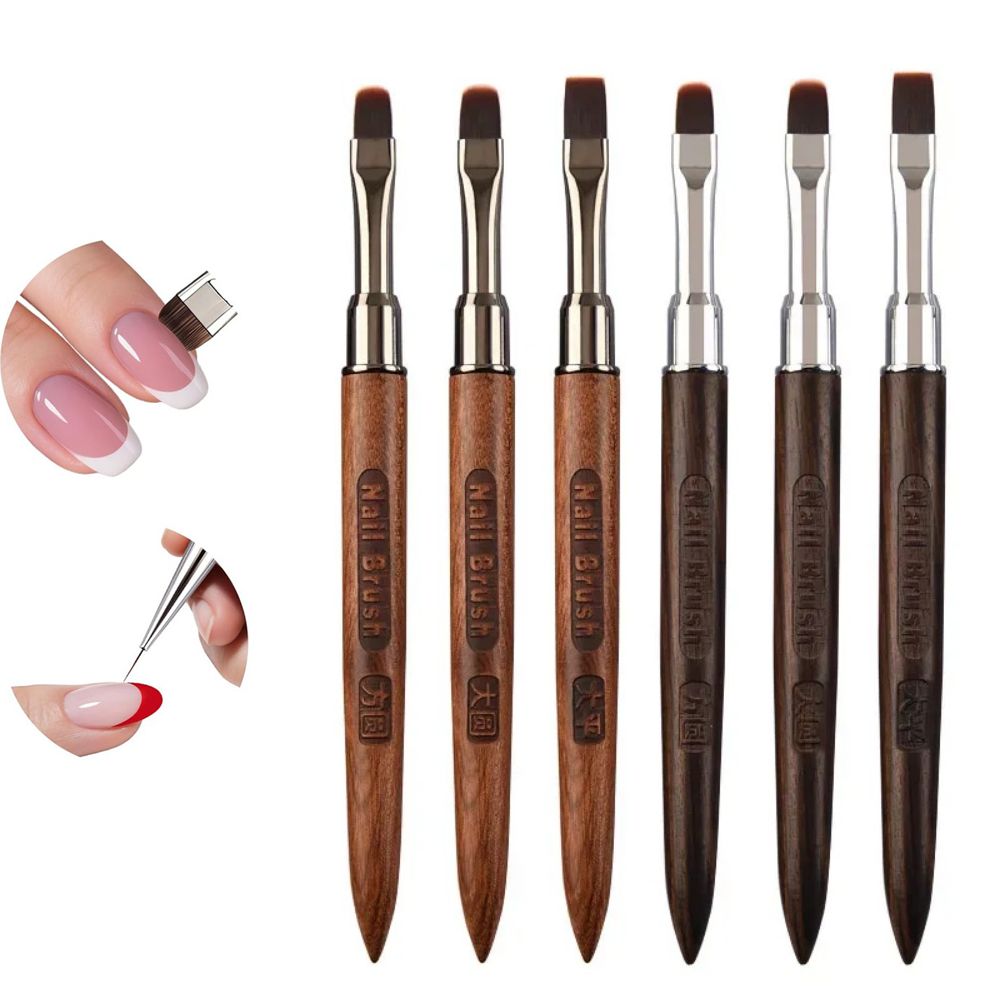 Wooden Nail Art Brush DIY Painting Brush No Brush Marks Nail Art Liner Brush with Pen Cap No Shedding Phototherapy Pen