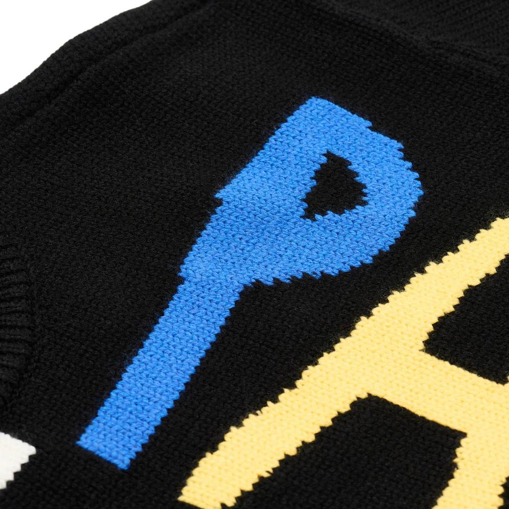 Palace X Jcc+ Collaboration Ss25 Drop8 Black And White Plaid Letter Pattern Printed Ribbed Edge Knit Crewneck Loose Sweater Unisex sweater P28JCCKW001