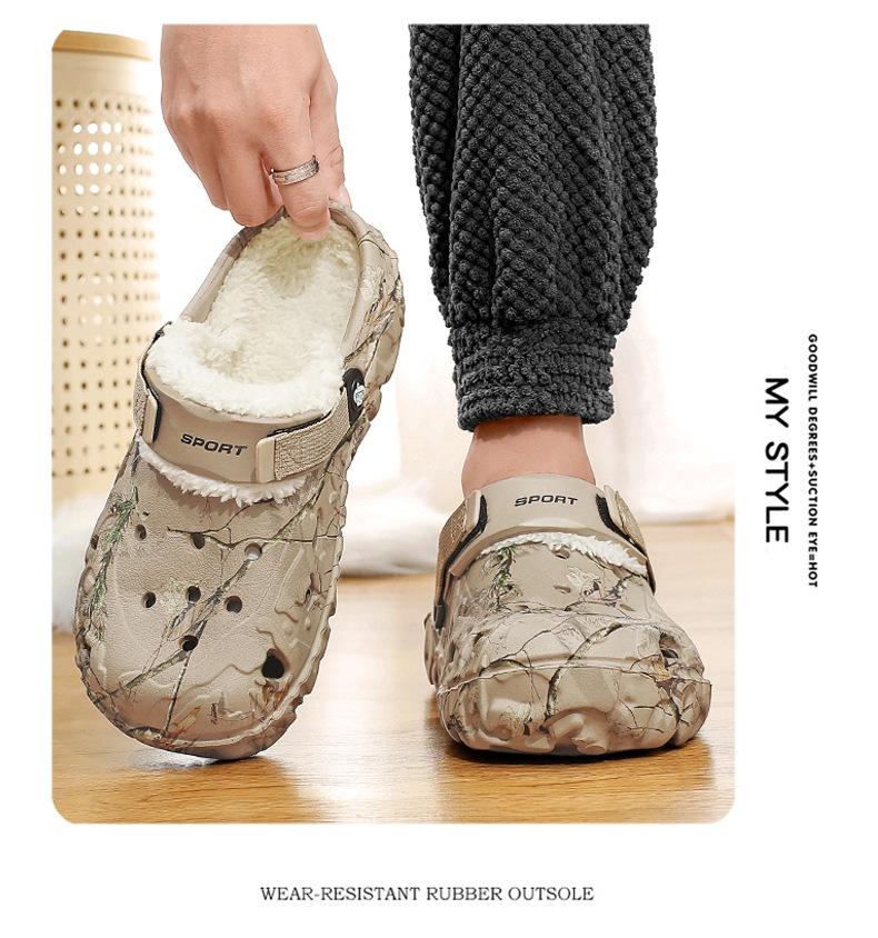 Herren Winter 2025 Samtgefütterte Baumwollpantoffeln mit dicker Sohle