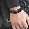 Luxury Stainless Steel Beaded Bracelet Fashion Men's Jewelry Classic Multilayer Braided Leather Bracelet Homme New Year Men Gift