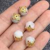 1Pc, Natural Stone Beads with Square Golden Accents, White Jade Beads, 1.1×1.1cm, for DIY Necklace Accessories, Jewelry Making, Unique Christmas Gifts