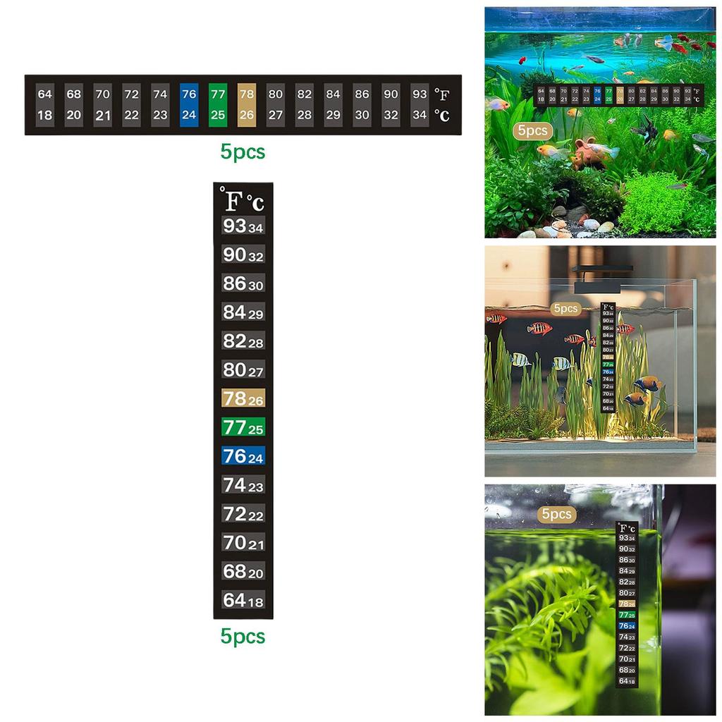 Professional Aquarium Thermometer Sticker Pack Paper Tank Temperature Strip Decals for Terrarium and Plant Pools